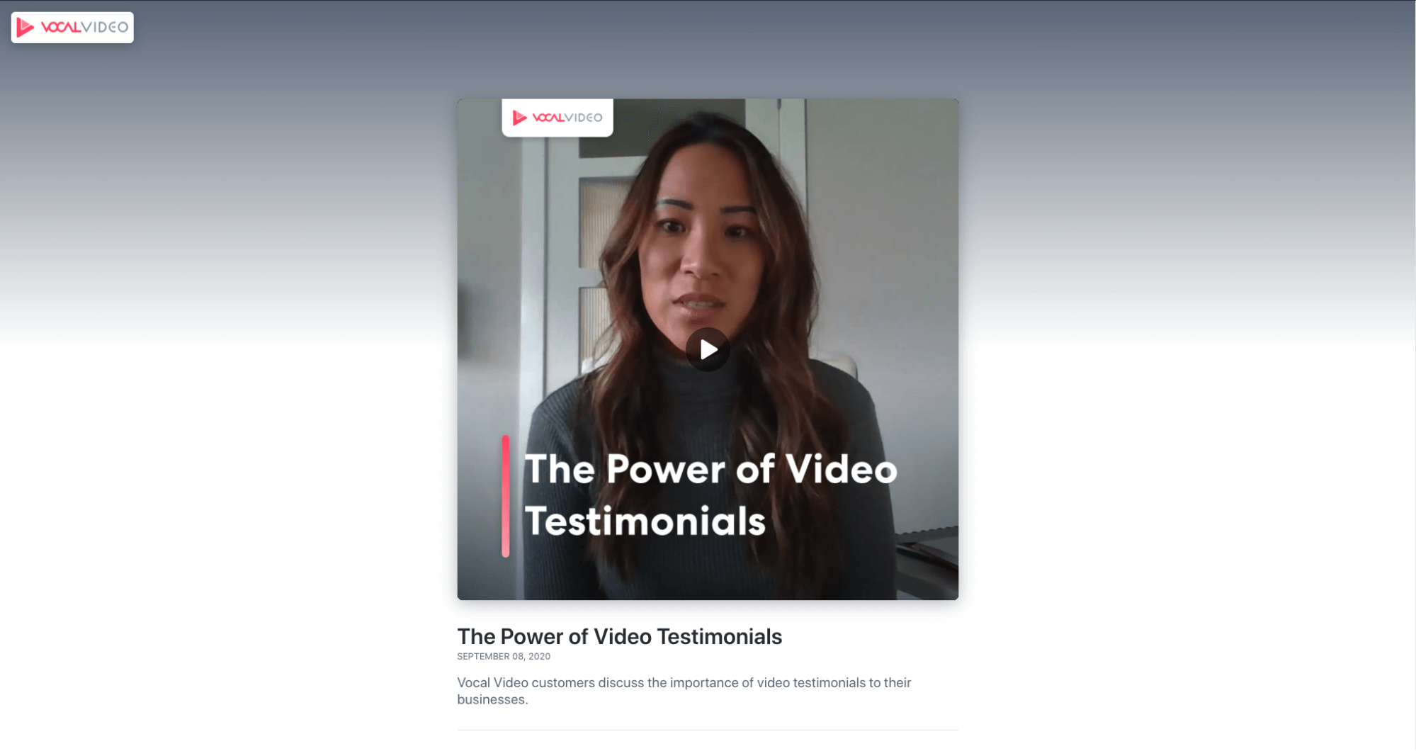 Vocal Video's video testimonial app makes it simple to collect and share video testimonials.