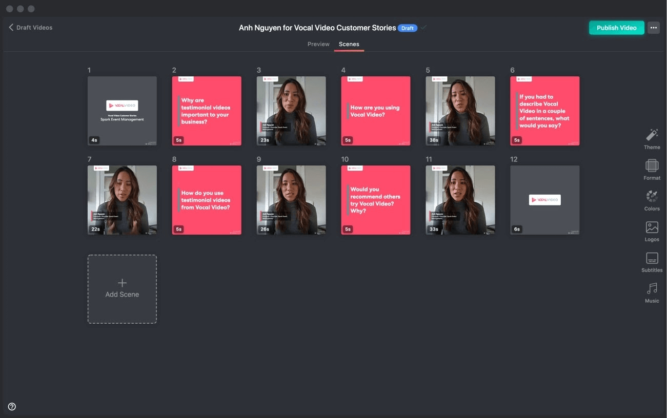 A preview of what the Vocal Video editing platform looks like.