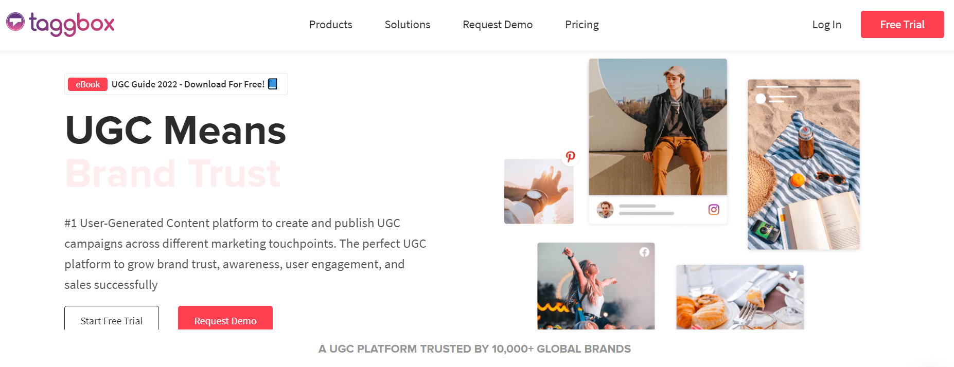 Taggbox homepage: UGC Means Brand Trust