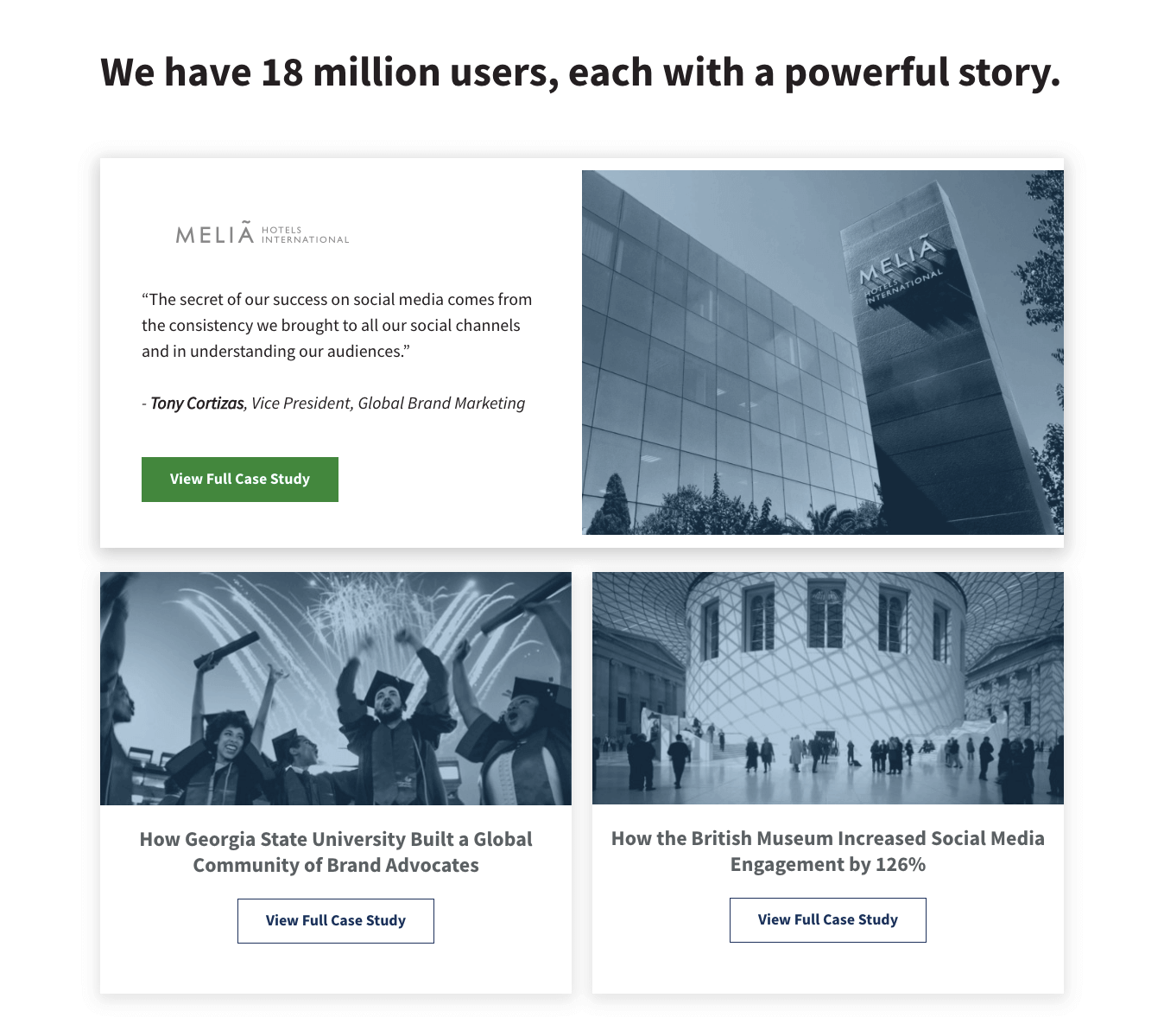 Hootsuite's Customer Stories page