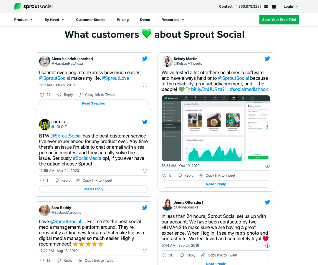 Sprout Social's Wall of Love