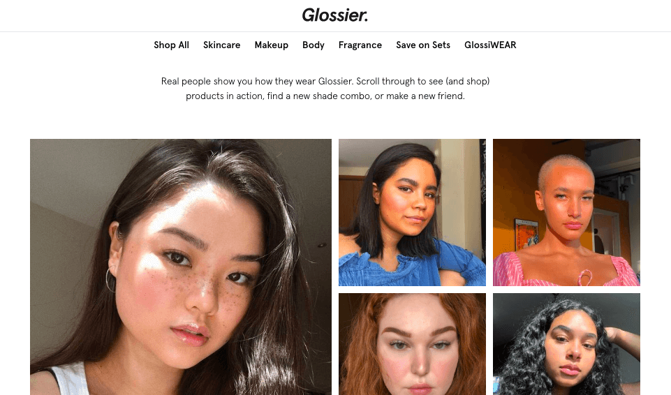 Glossier In Real Life Testimonial Advertising Example