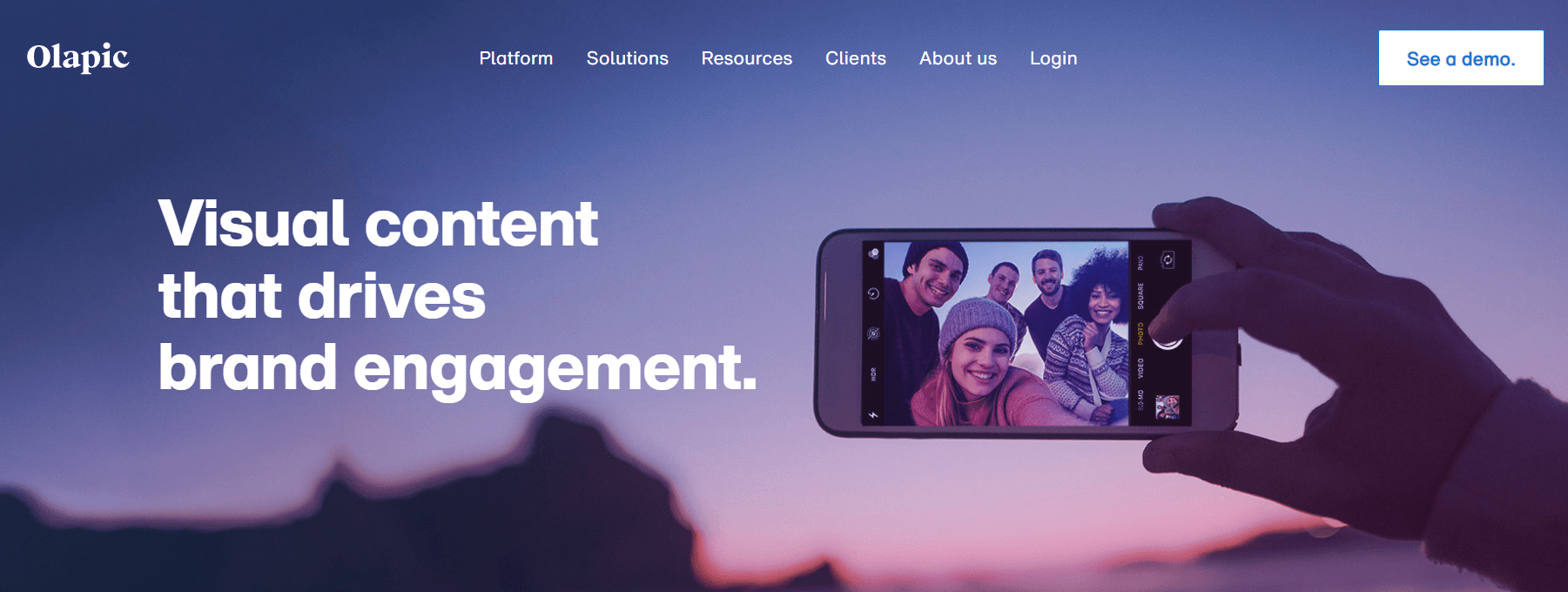 Olapic homepage: Visual content that drives brand engagement