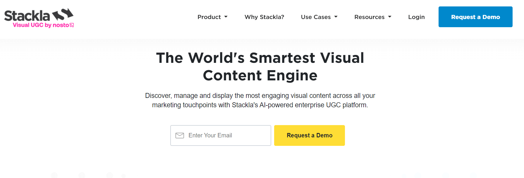 Stackla homepage: The World's Smartest Visual Content Engine