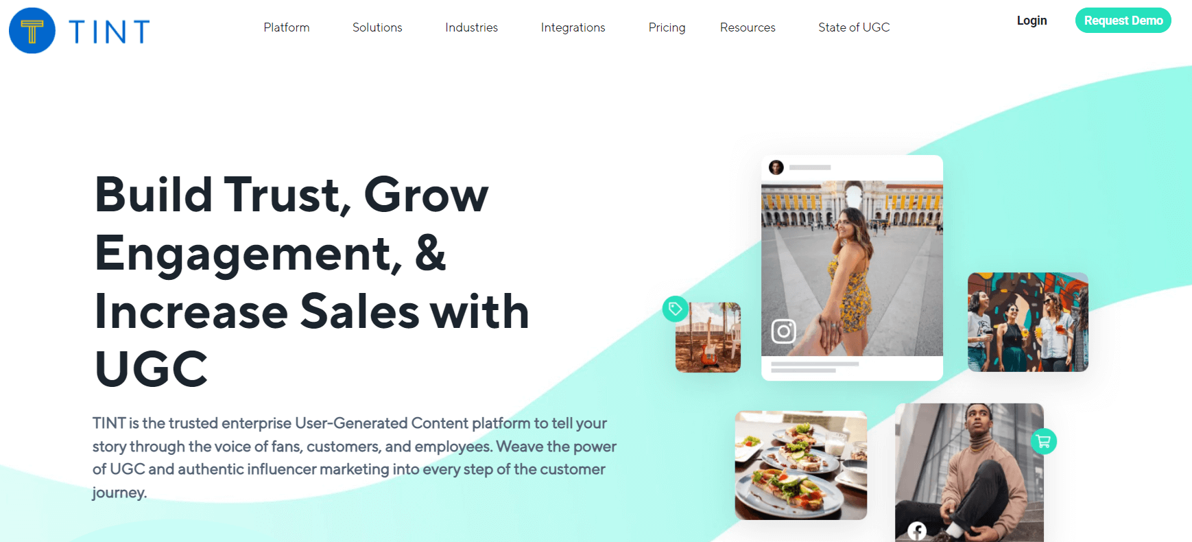 Tint homepage: Build Trust, Grow Engagement, and Increase Sales with UGC