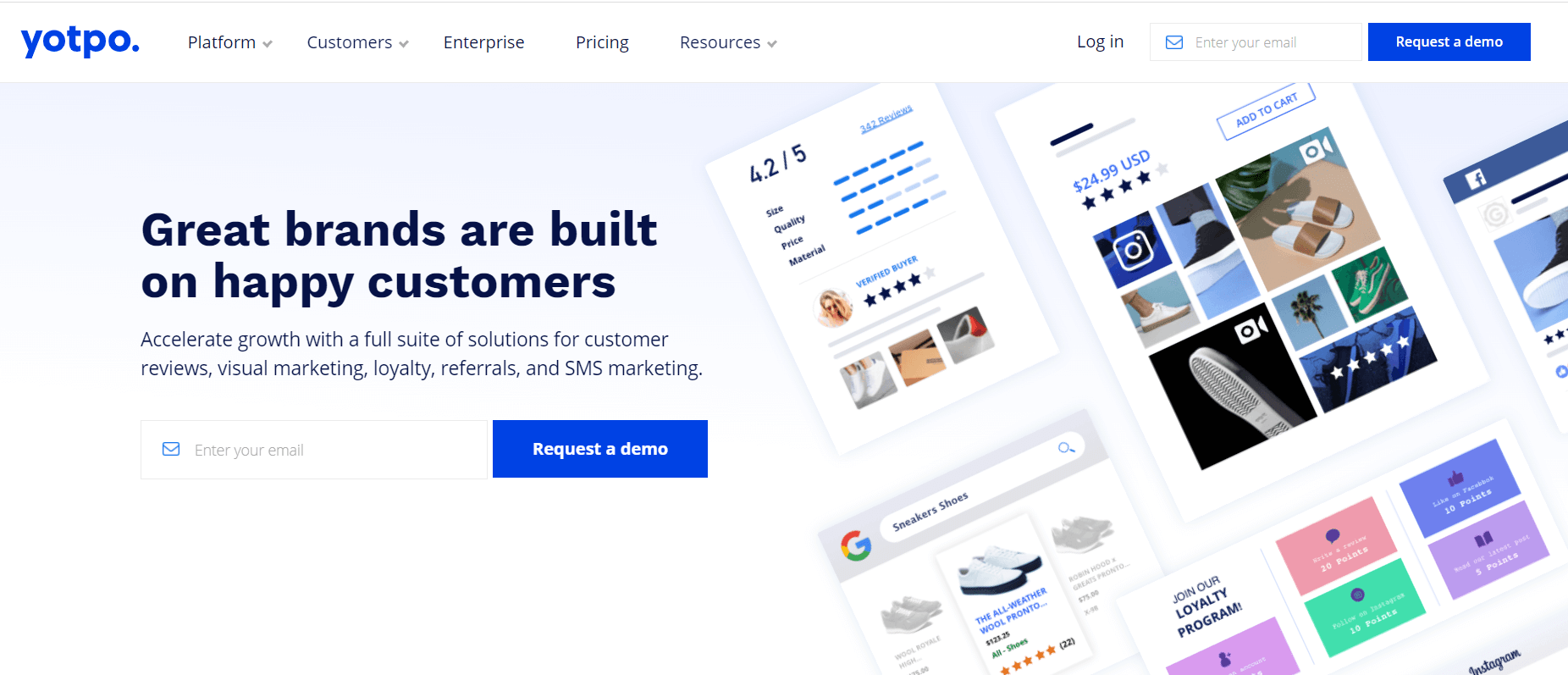 Yotpo homepage: Great brands are built on happy customers