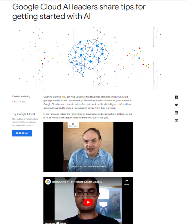 Google Cloud AI Video Testimonial example