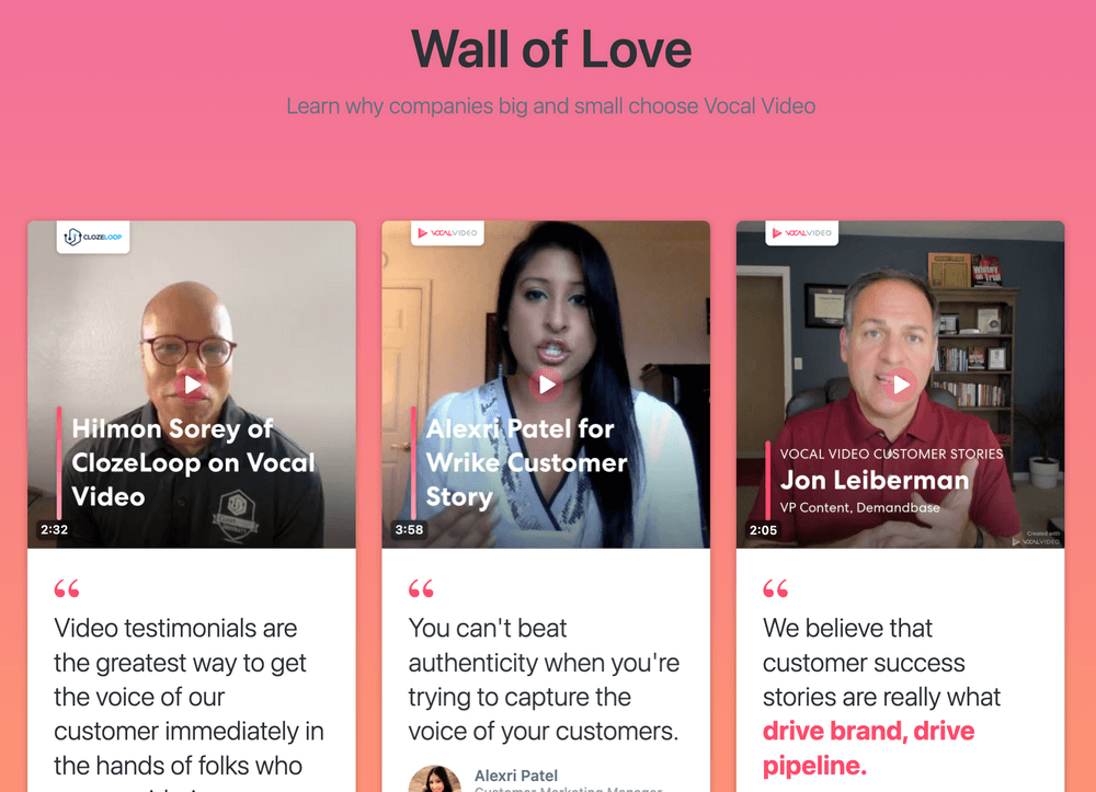 Wall of Love in Vocal Video.