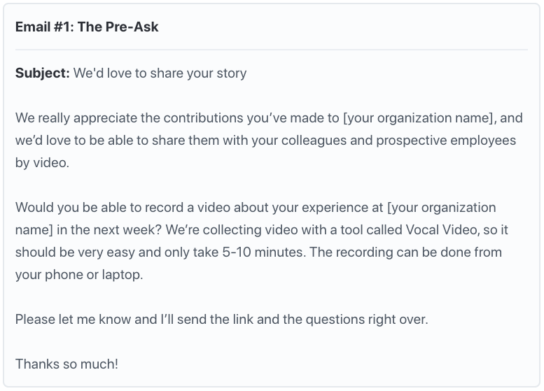 Email #1: The Pre-Ask