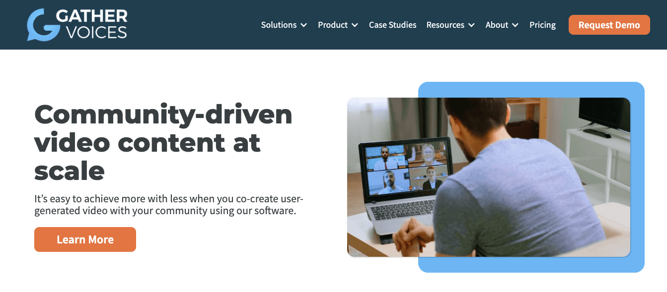 Gather Voices homepage: Community-driven video content at scale
