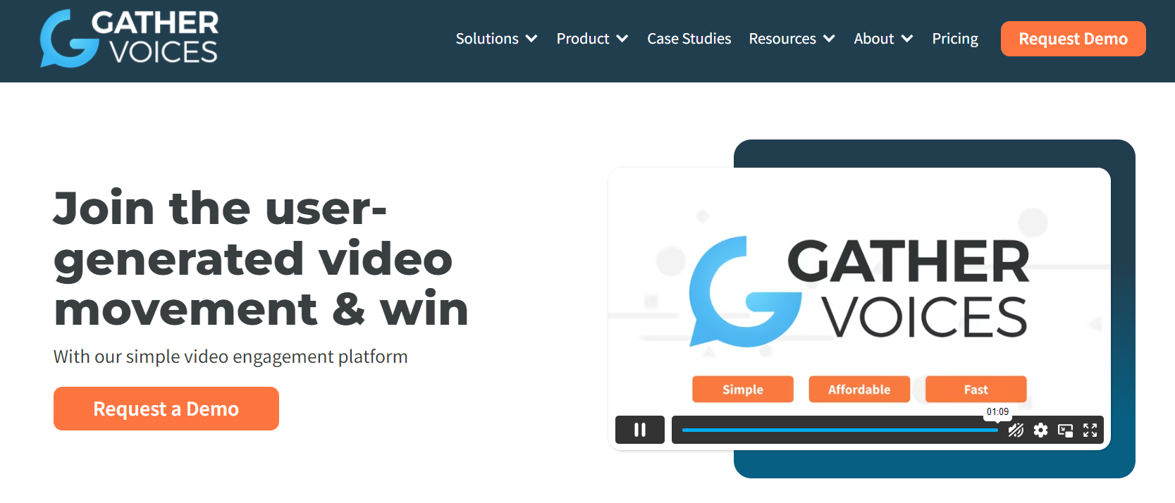 Gather Voices homepage: Join the user-generated video movement & win