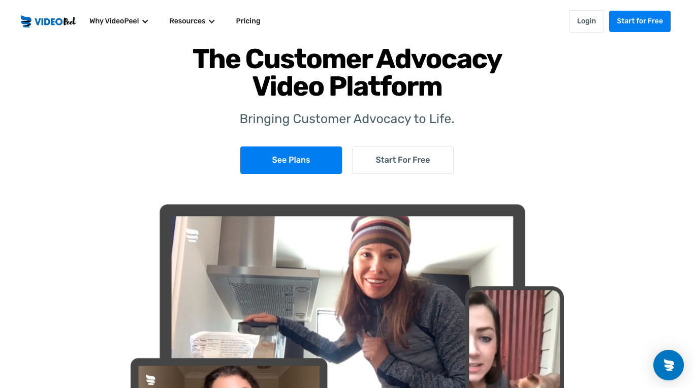 VideoPeel homepage: The Customer Advocacy Video Platform