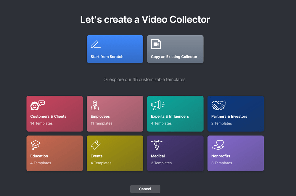 Let's create a video collector. 