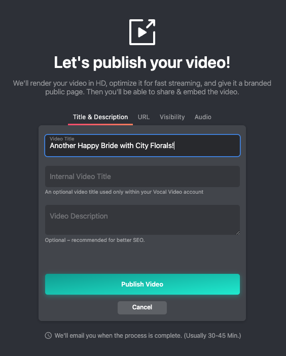 Let's publish your video!