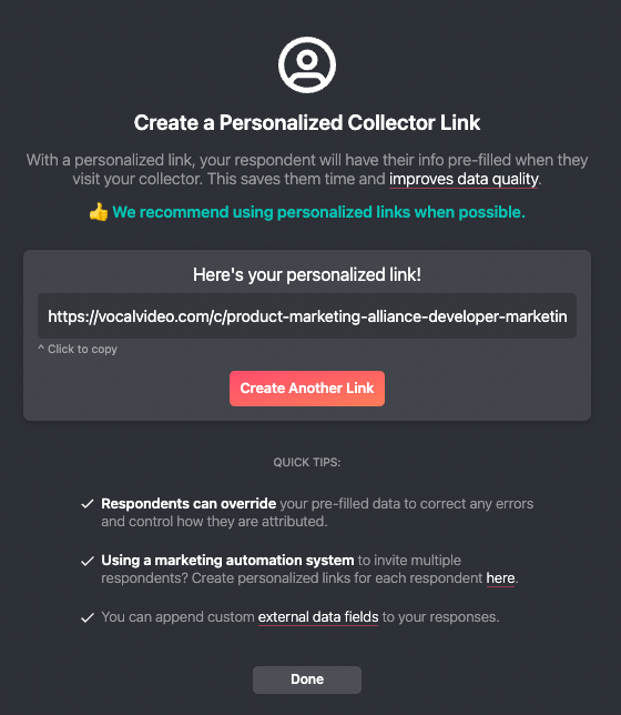 Create a Personalized Collector Link