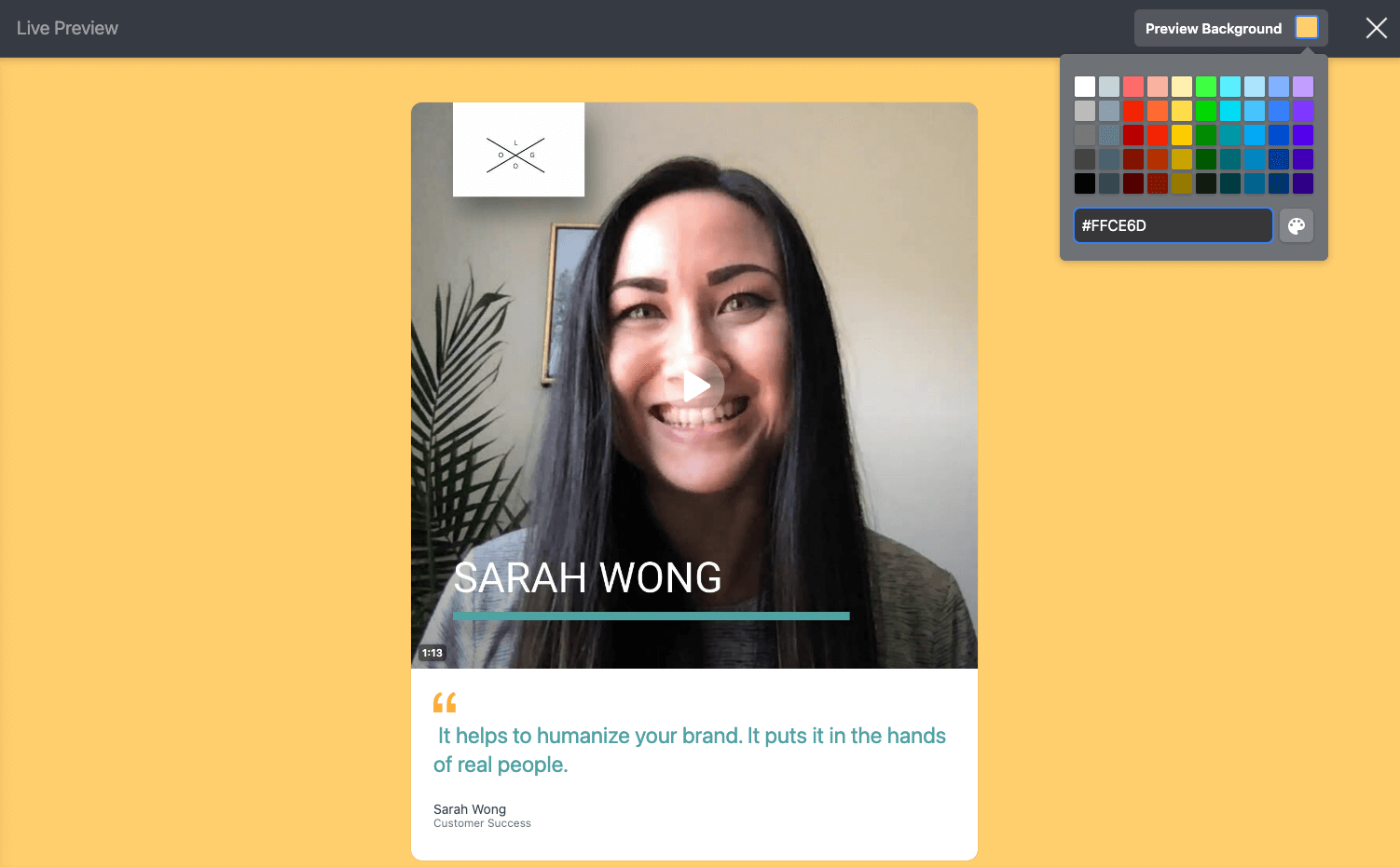 Sarah Wong: Live Background Preview example