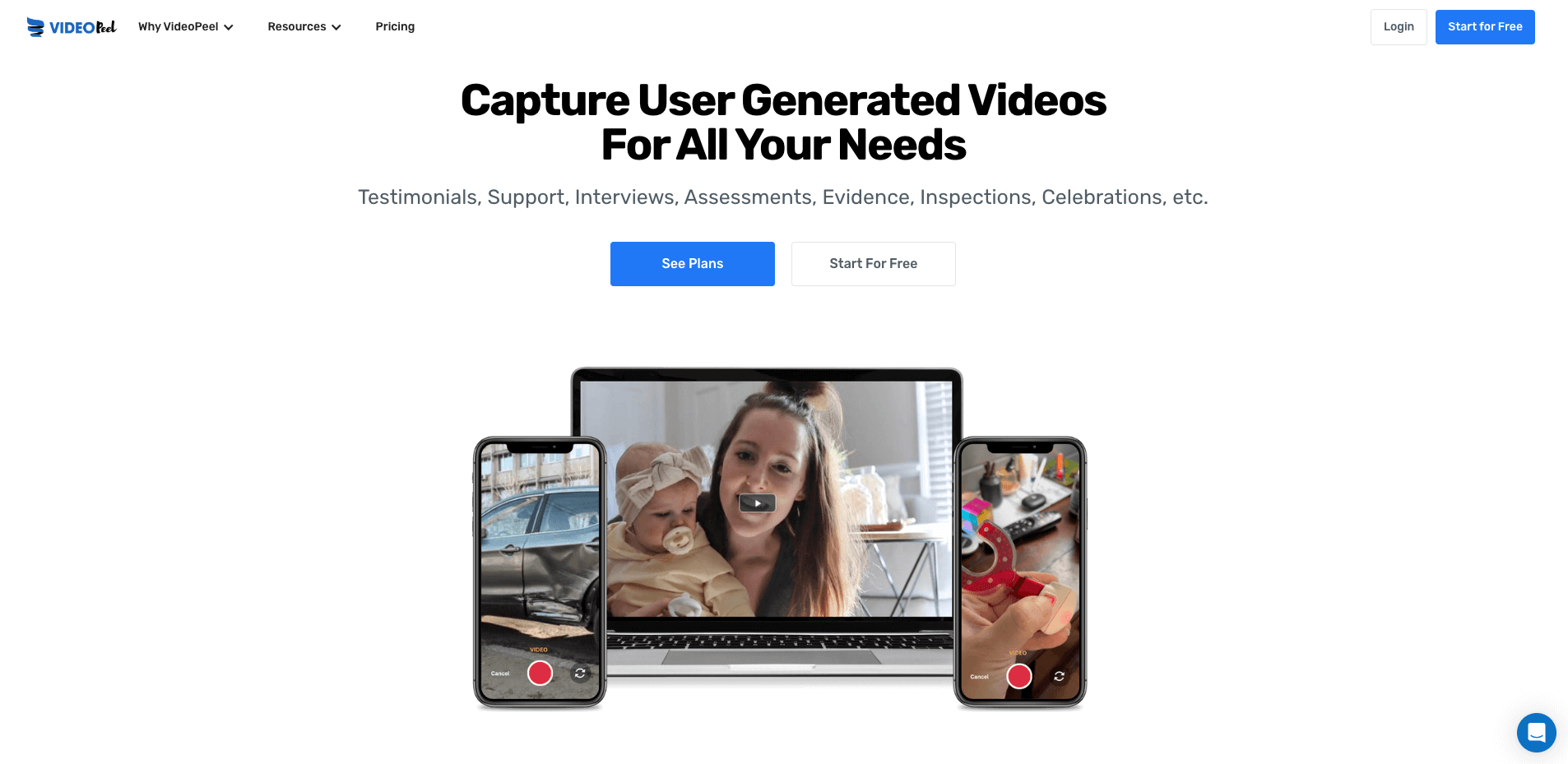 VideoPeel homepage: Capture User Generated Videos For All Your Needs