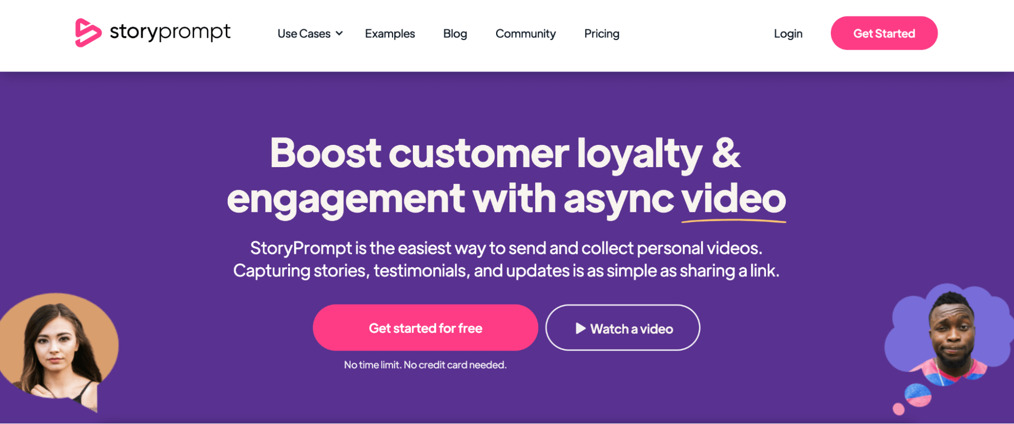 StoryPrompt homepage: Boost customer loyalty & engagement with async video