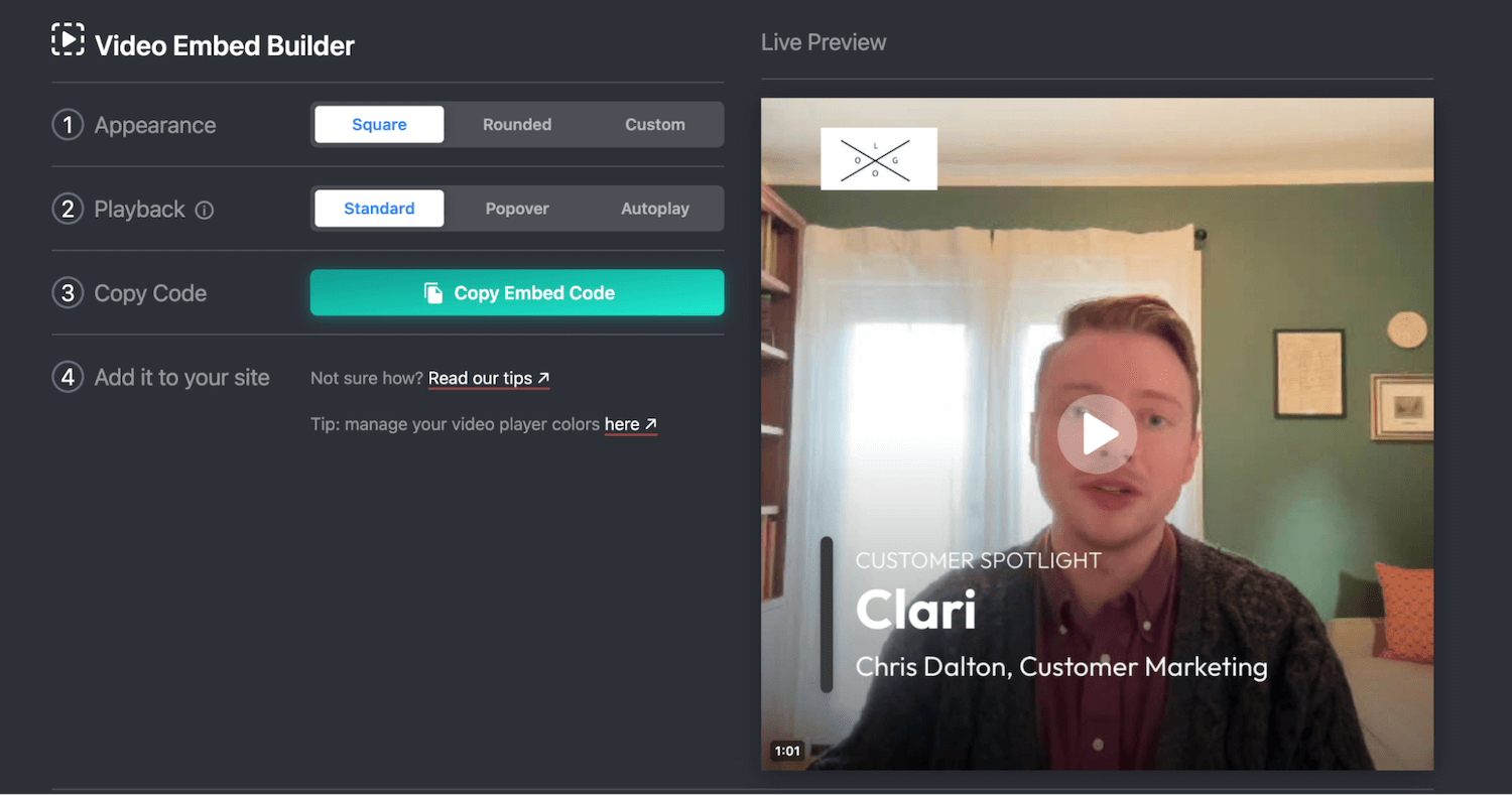 Video Embed Builder: Live Preview