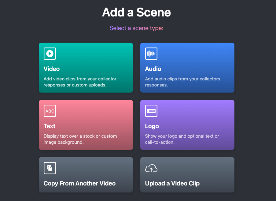 Select a scene type. 