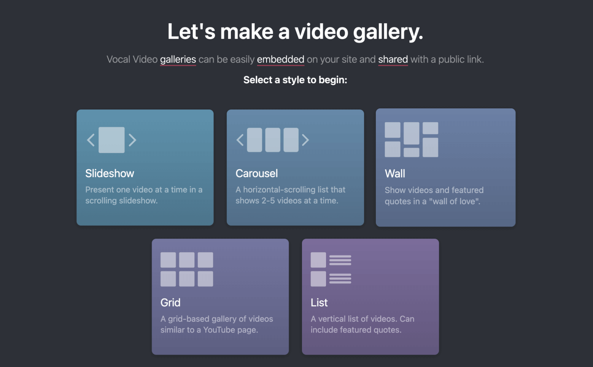 Let's make a video gallery screen. 