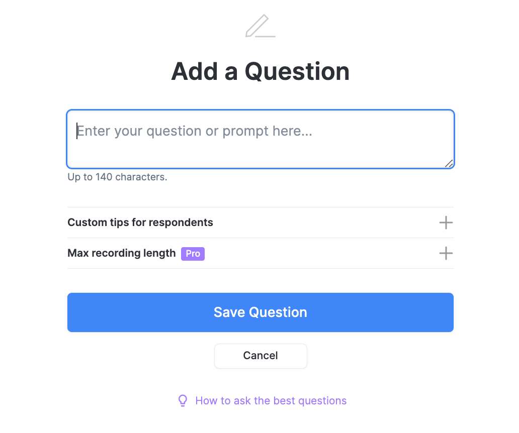 Add a question settings page