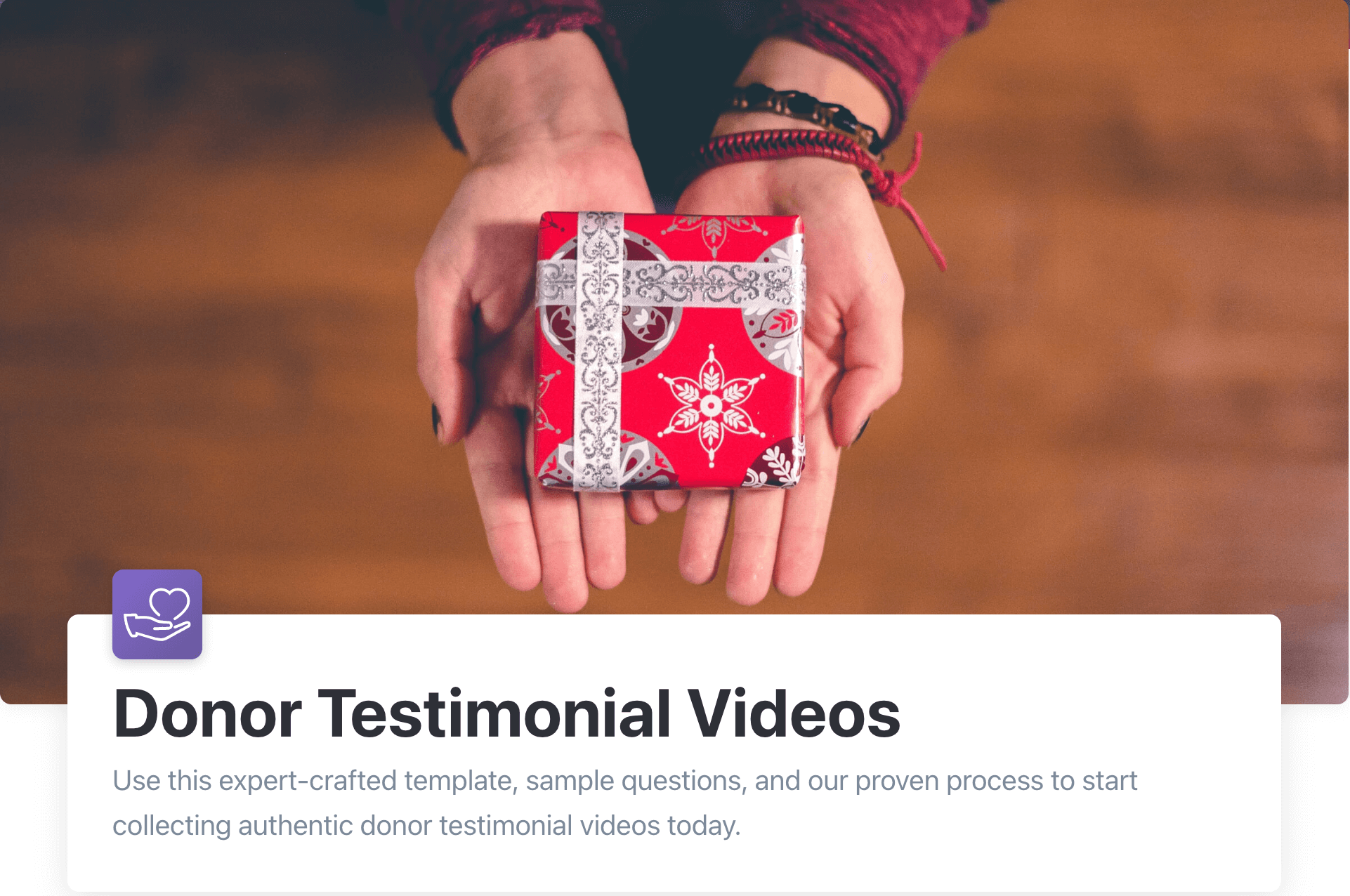 Donor testimonial video template. 