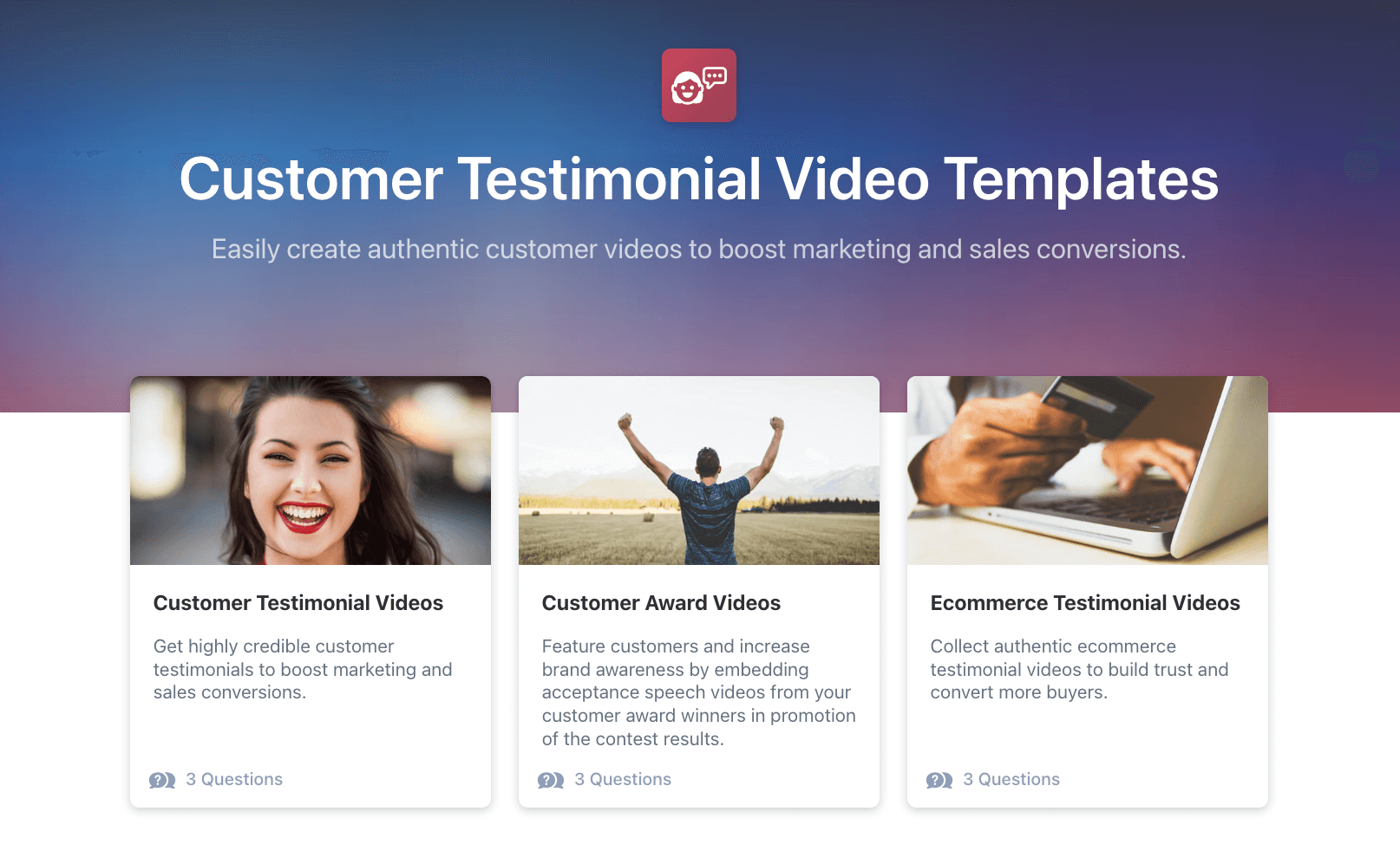 Customer testimonial video templates. 