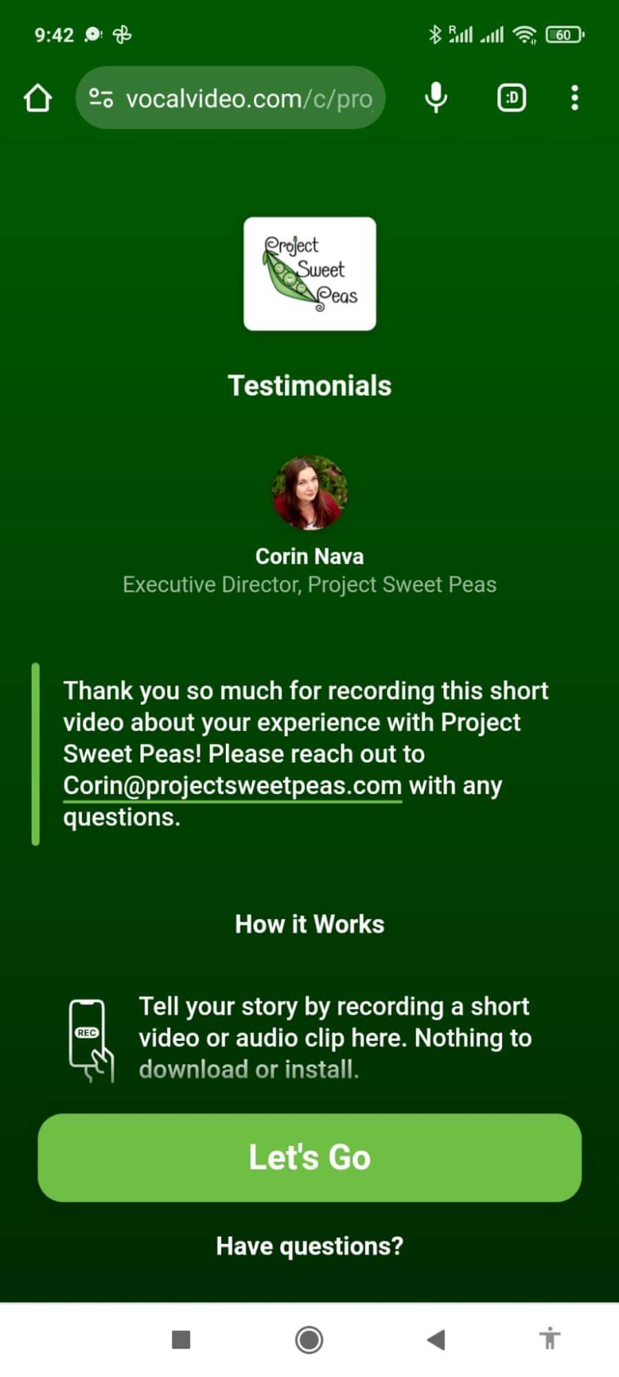 Project Sweet Pea collector example. 