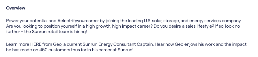 Sunrun's energy consultant ad. 