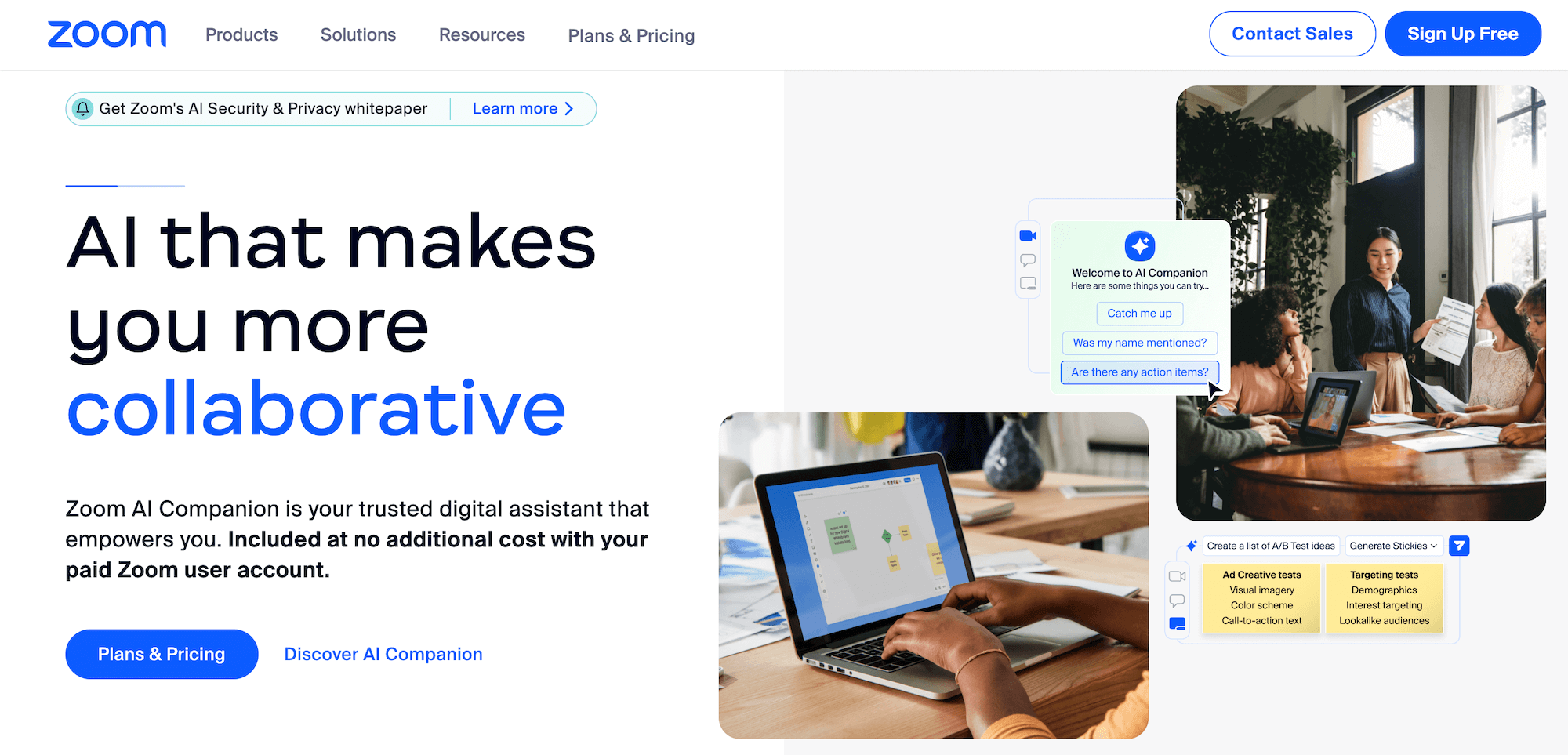 Zoom homepage: AI that makes you more collaborative
