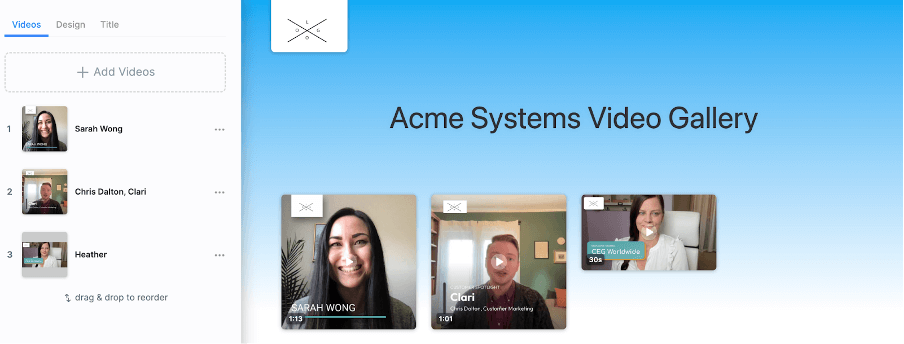 Acme Systems Video Gallery example