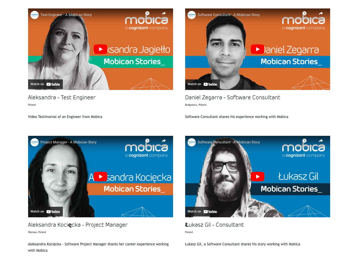 Mobica video landing page example