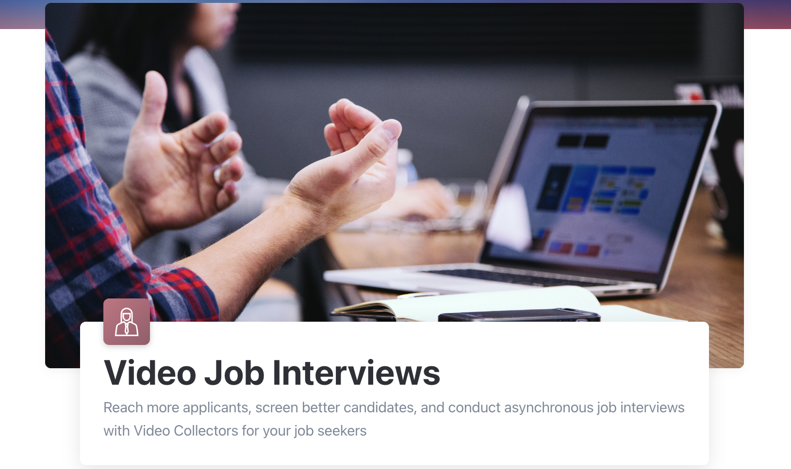 Video job interview templates page. 