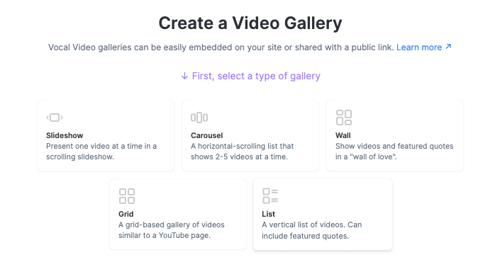Create a video  gallery