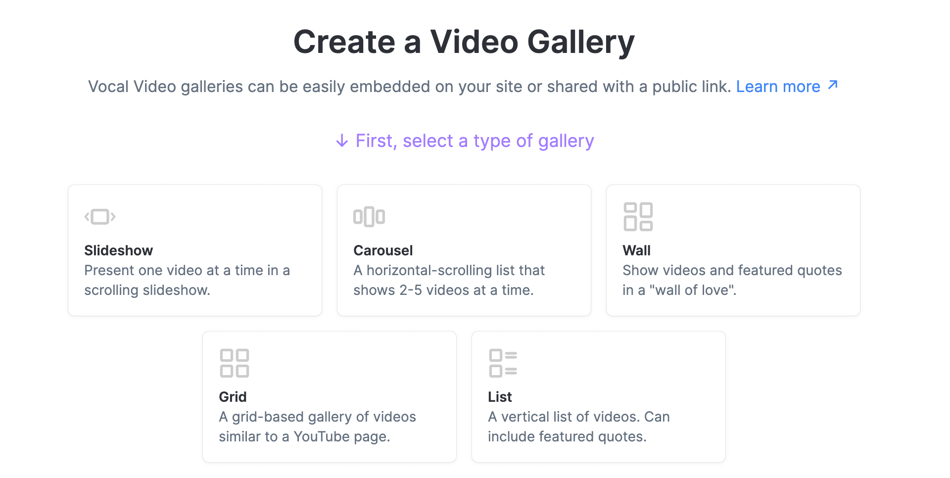 Create a video gallery. 