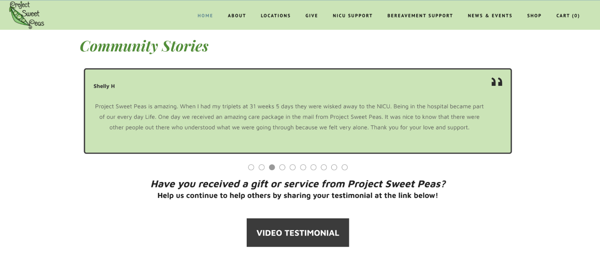 Project Sweet Peas beneficiary testimonial