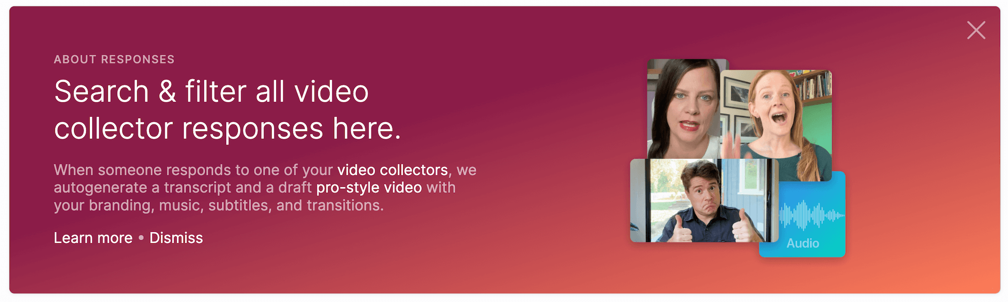 Search & filter all video collector responses here