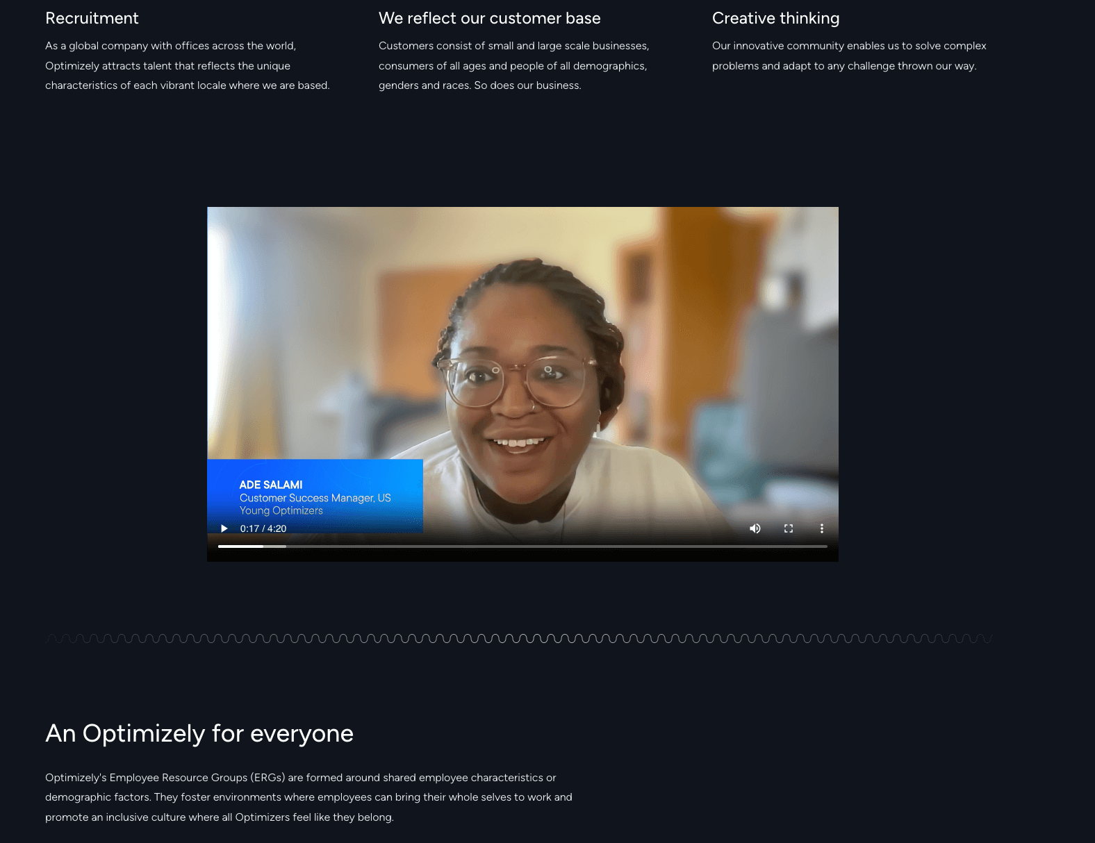 Optimizely: Employee Testimonials page