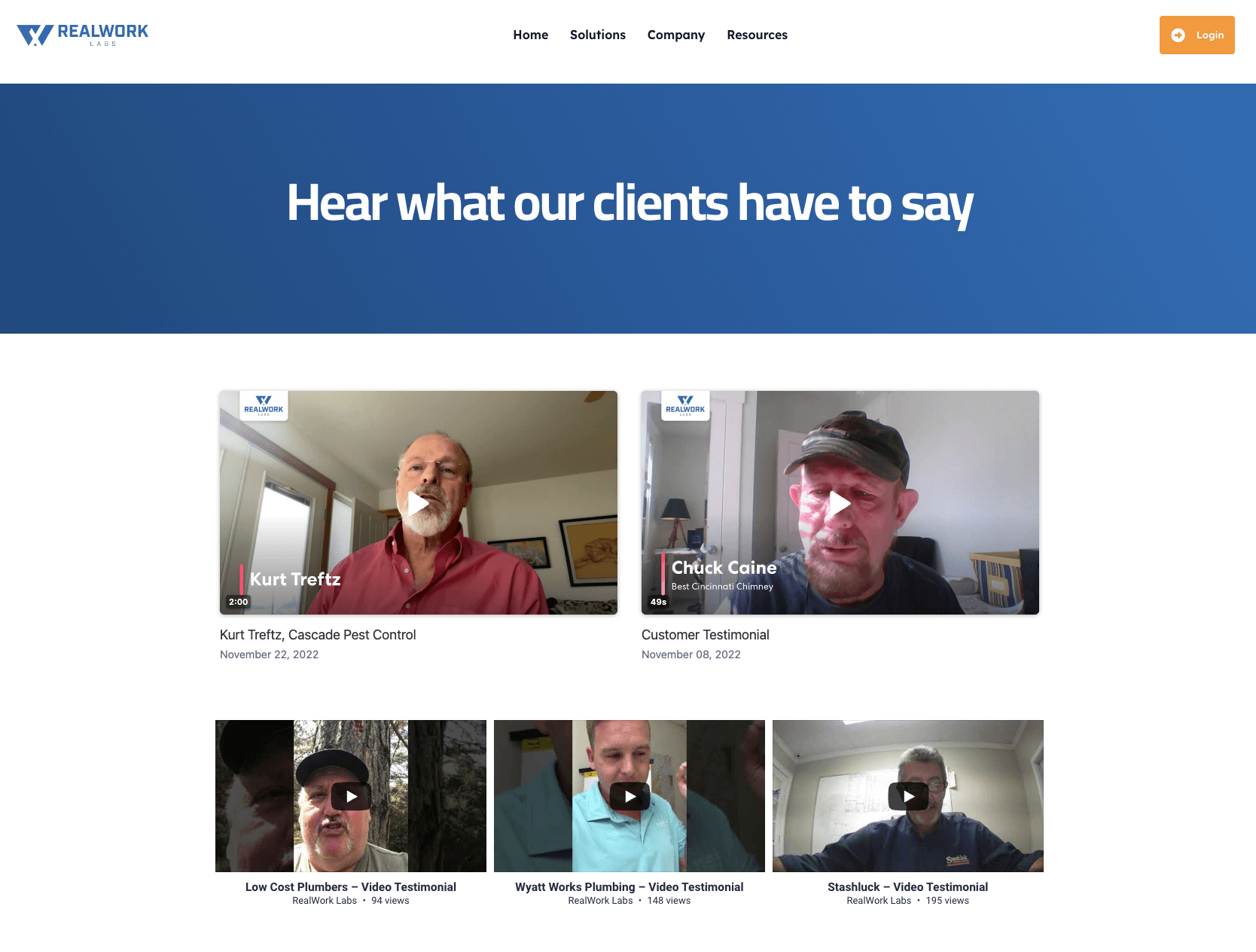 RealWork Labs: Client Testimonial Page