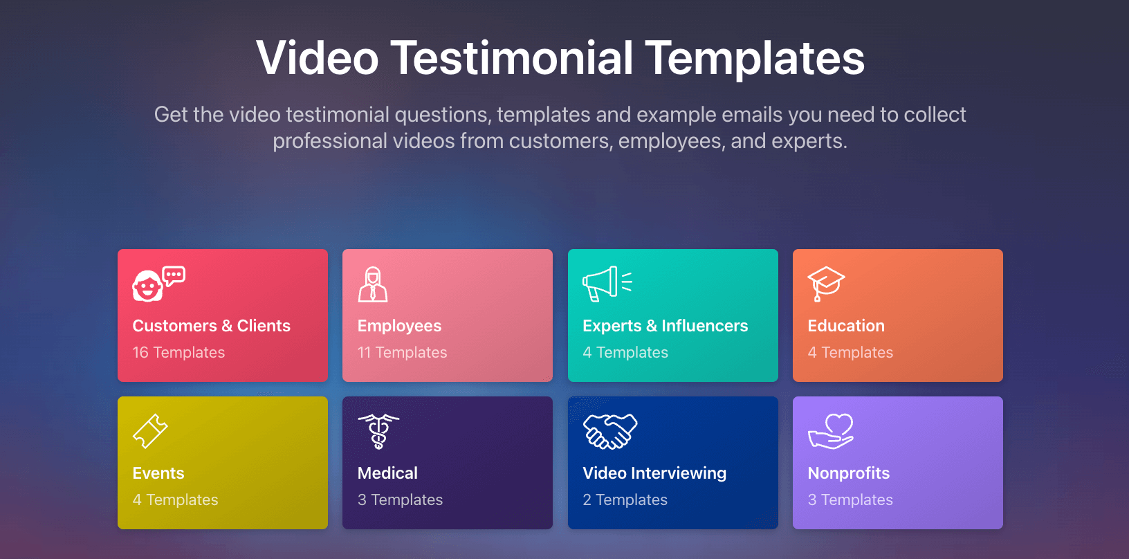 Video testimonial templates. 