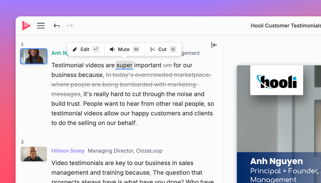 transcript-based video editing