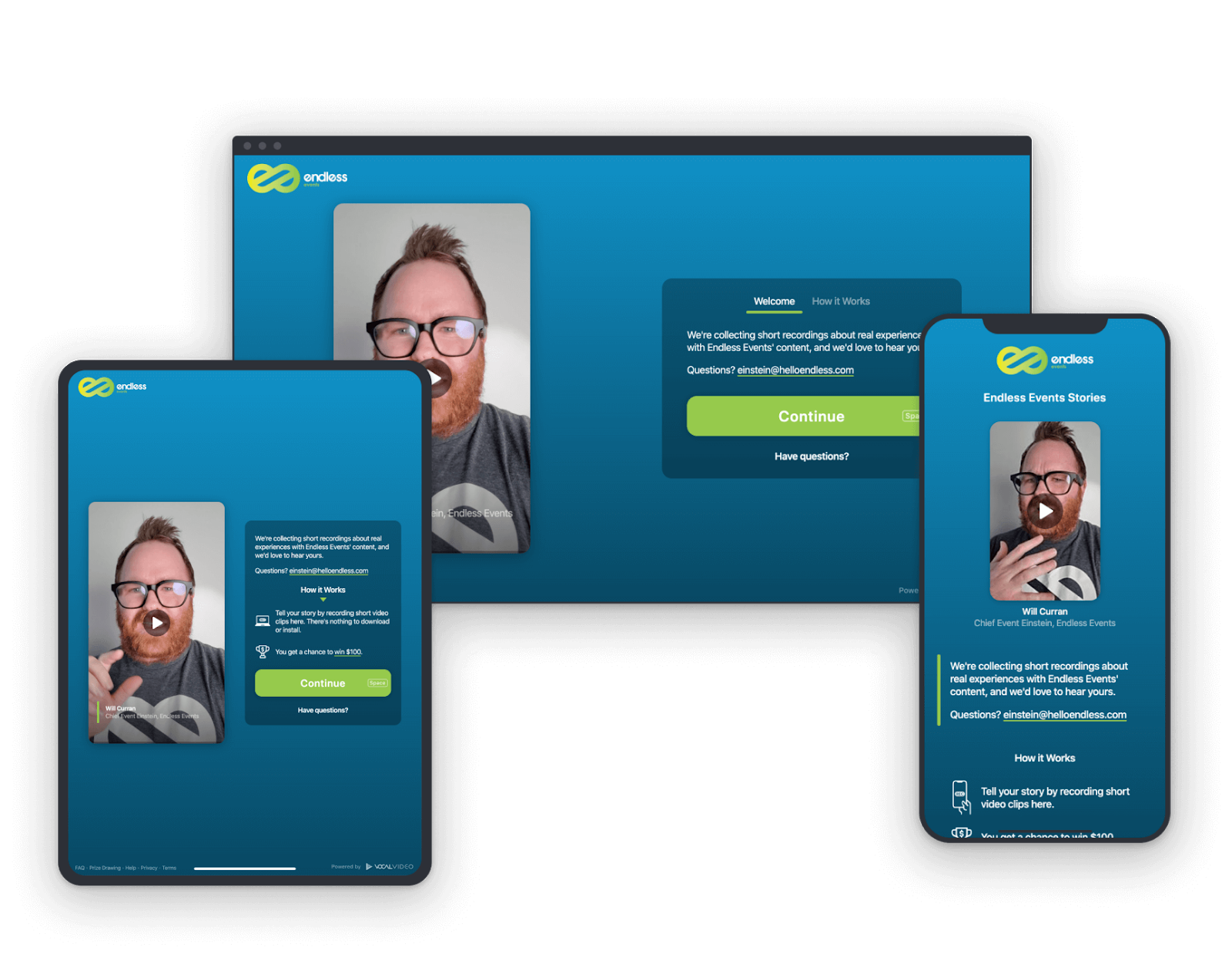 A preview of the Vocal Video remote video testimonials collection process.