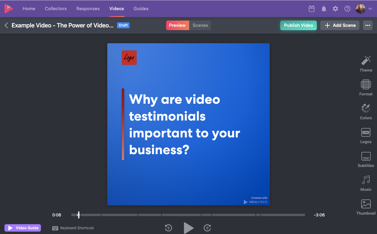 Example remote video testimonials in Vocal Video: "Why are video testimonials important to your business?"