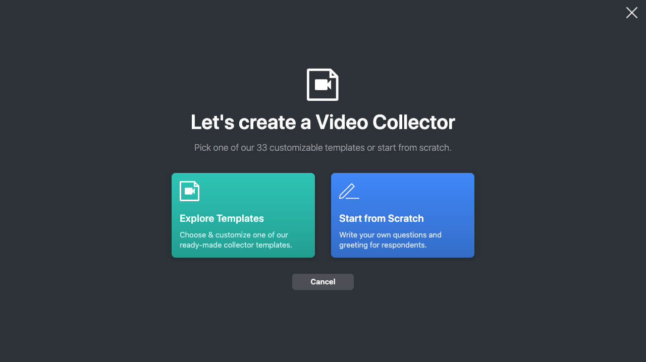 Vocal Video: Let's create a video collector - pick one of our 33 customizable templates or start from scratch.