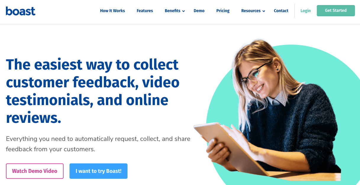 Boast.io: The easiest way to collect customer feedback, video testimonials, and online reviews.